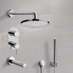 Tub and Shower Faucet Set with Handheld and Rain Shower Head